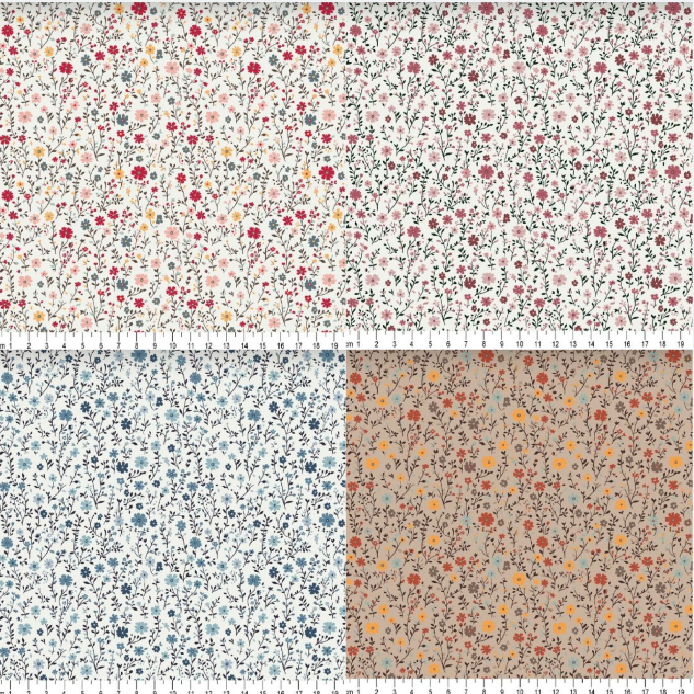 Estampado Floral Vintage, Tecidos Caldeira TRICOLINE 100% ALGODÃO 50cm x 1,50m