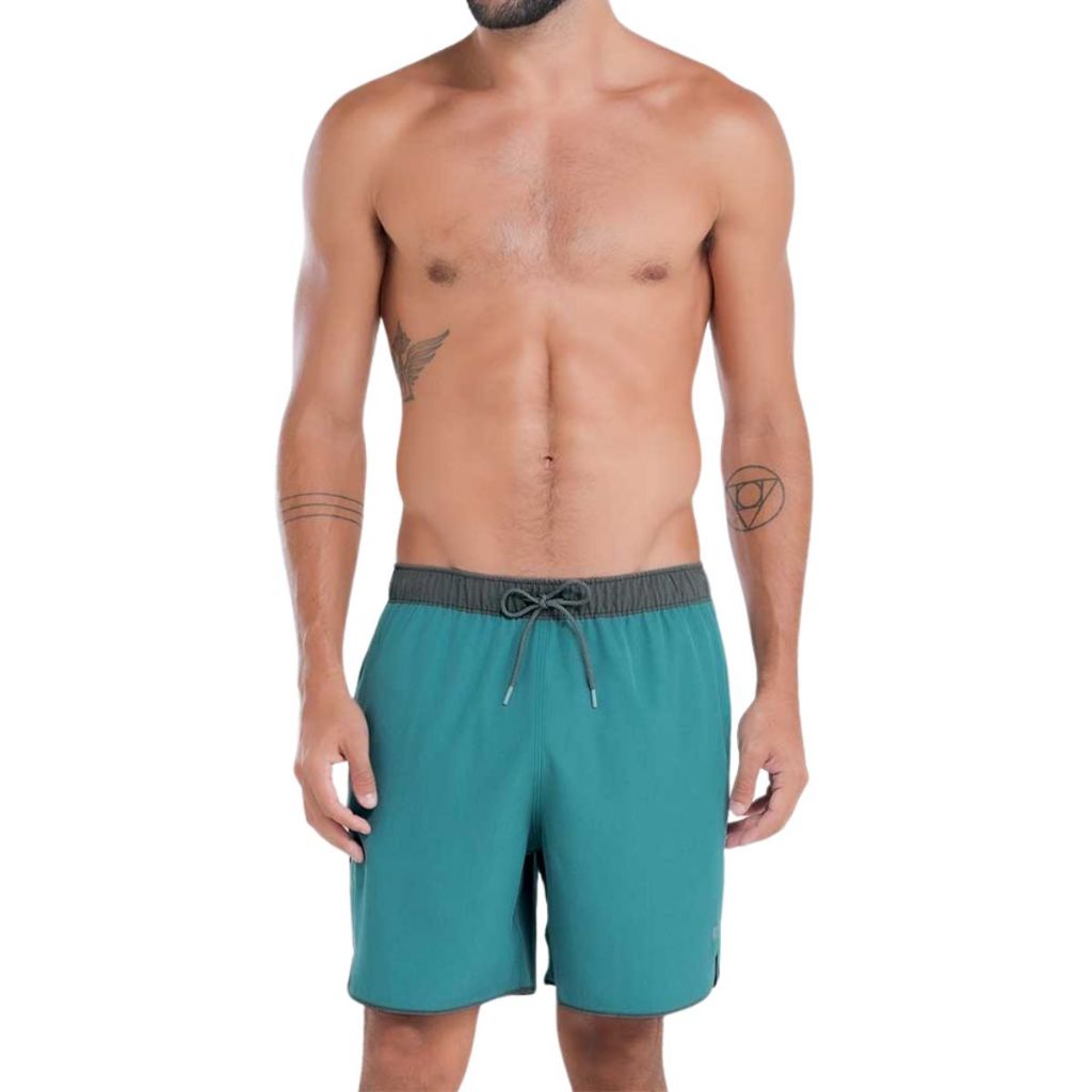 Shorts Praia Casual Masculino Mash Verão Mescla Com Bolso Poliéster