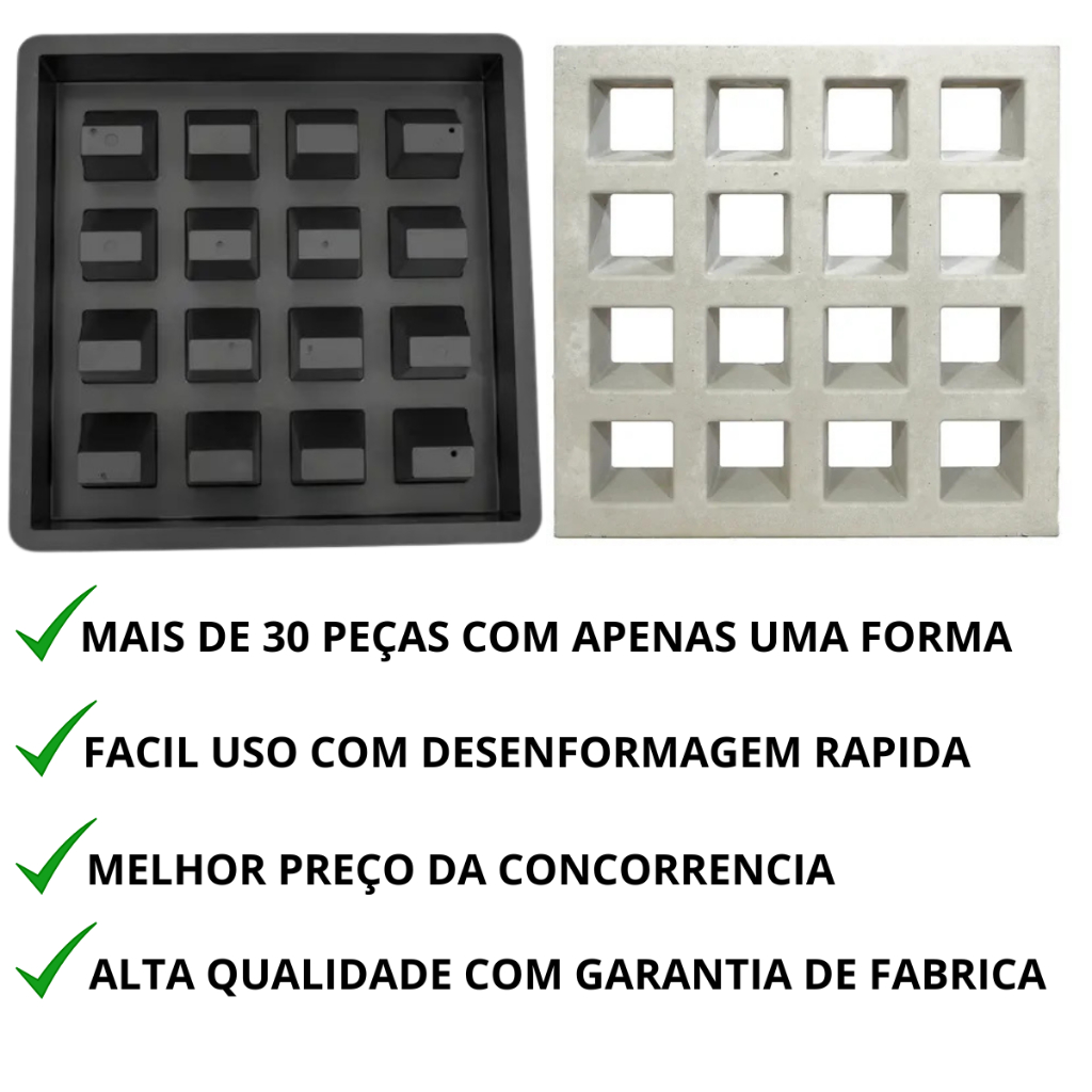 Detalhes do 10 Forma Molde Kit Elemento Vazado Combosé Gobogó Parede Divisória 16 Furos Veneziana Janela Iluminação