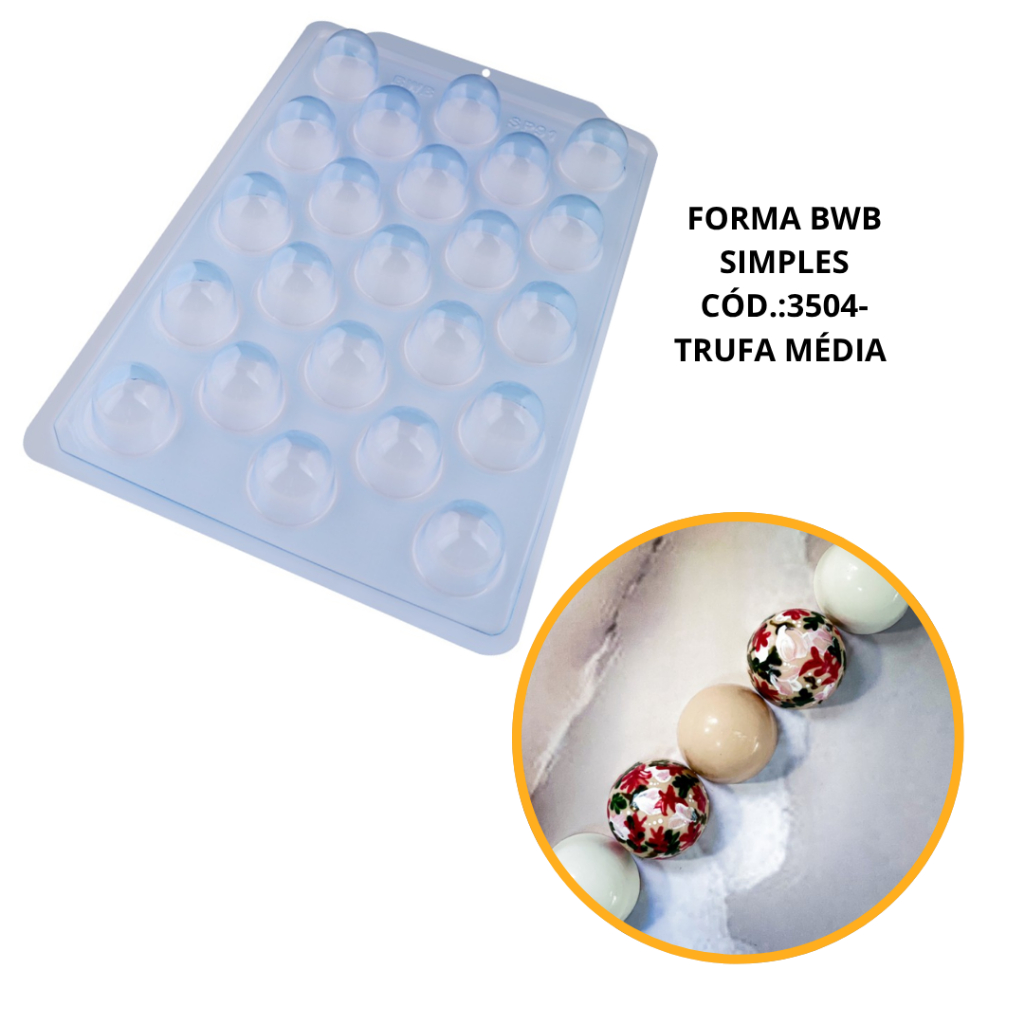 KIT 10  FORMAS P/ TRUFA MÉDIA SEMIPROFISSIONAL SIMPLES SP 91 CÓ.:3504