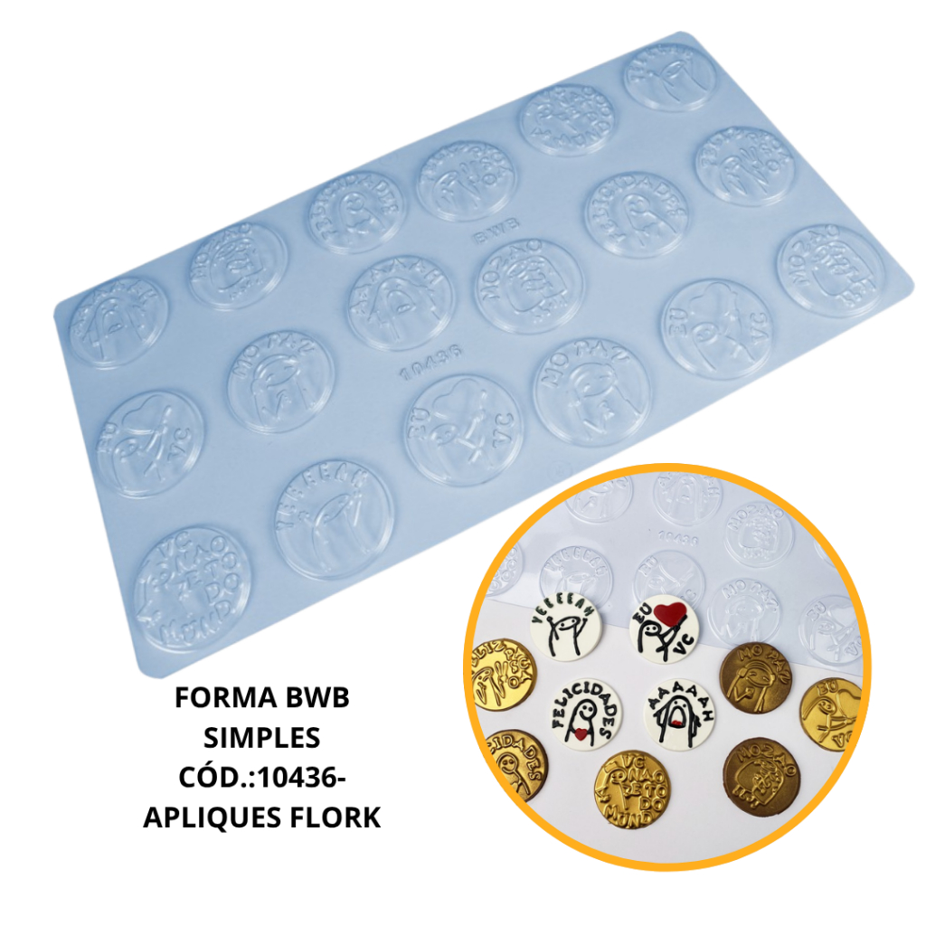 FORMA BWB SIMPLES GRANDE- APLIQUES FLORK CÓD.:10436 (BWB PLACA) PARA BOMBOM DOCES DE CHOCOLATE E CONFEITARIA em Oferta na Shopee