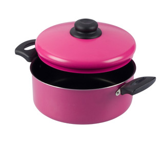 Panela Caçarola Antiaderente Com Tampa 16Cm 1,4L Rosa Nacional