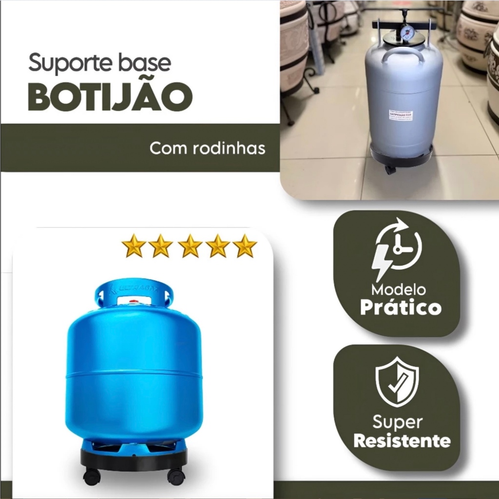 Kit 1/2/3 Suporte Botijão Base de Plástico De Gás Vaso Plantas Galão de Água Com Rodinha Resistente