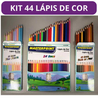 Kit 44 Lápis de Cor (24 CORES + 10 Cores Tom Pastel +10 Cores Tons de Pele) Escolar Sextavado em Oferta na Shopee