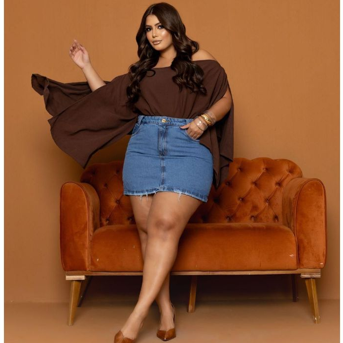 Saia Jeans Feminina Plus Size Lisa em Oferta na Shopee