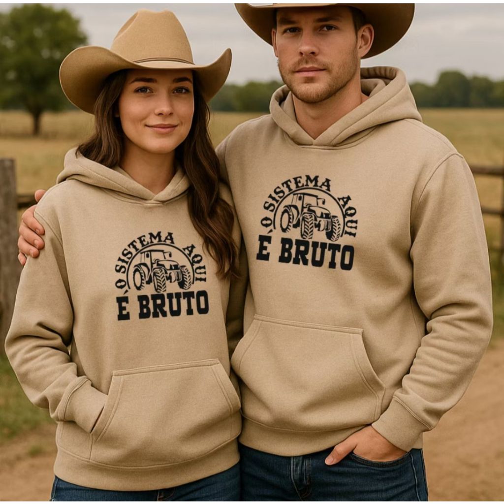Kit Moletom Aqui o Sistema é Bruto Casal Namorados