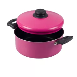 Panela Caçarola Antiaderente Com Tampa 22Cm 3L Rosa Nacional