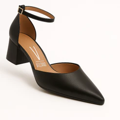 Scarpin Vizzano Salto Médio Bloco Tornozeleira Sapato Feminino 1220.317 Preto