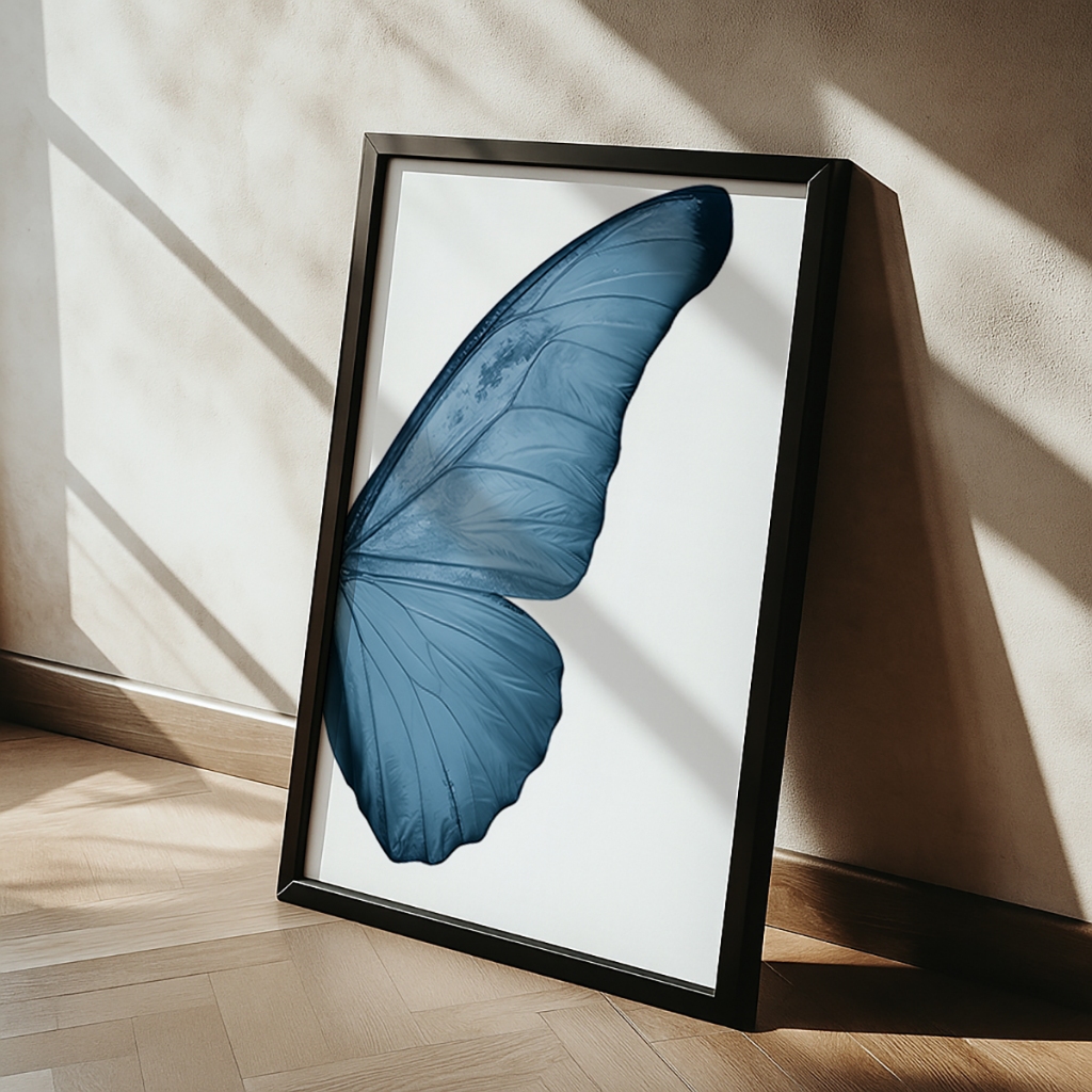 Quadro Decorativo Asa Borboleta Azul Minimalista Delicado Arte Moderna Parede Decoração em Oferta na Shopee