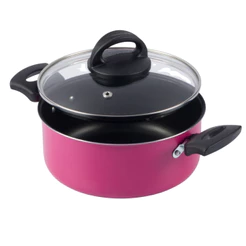 Panela Caçarola Antiaderente Tampa Vidro 22Cm 3L Rosa Nacional