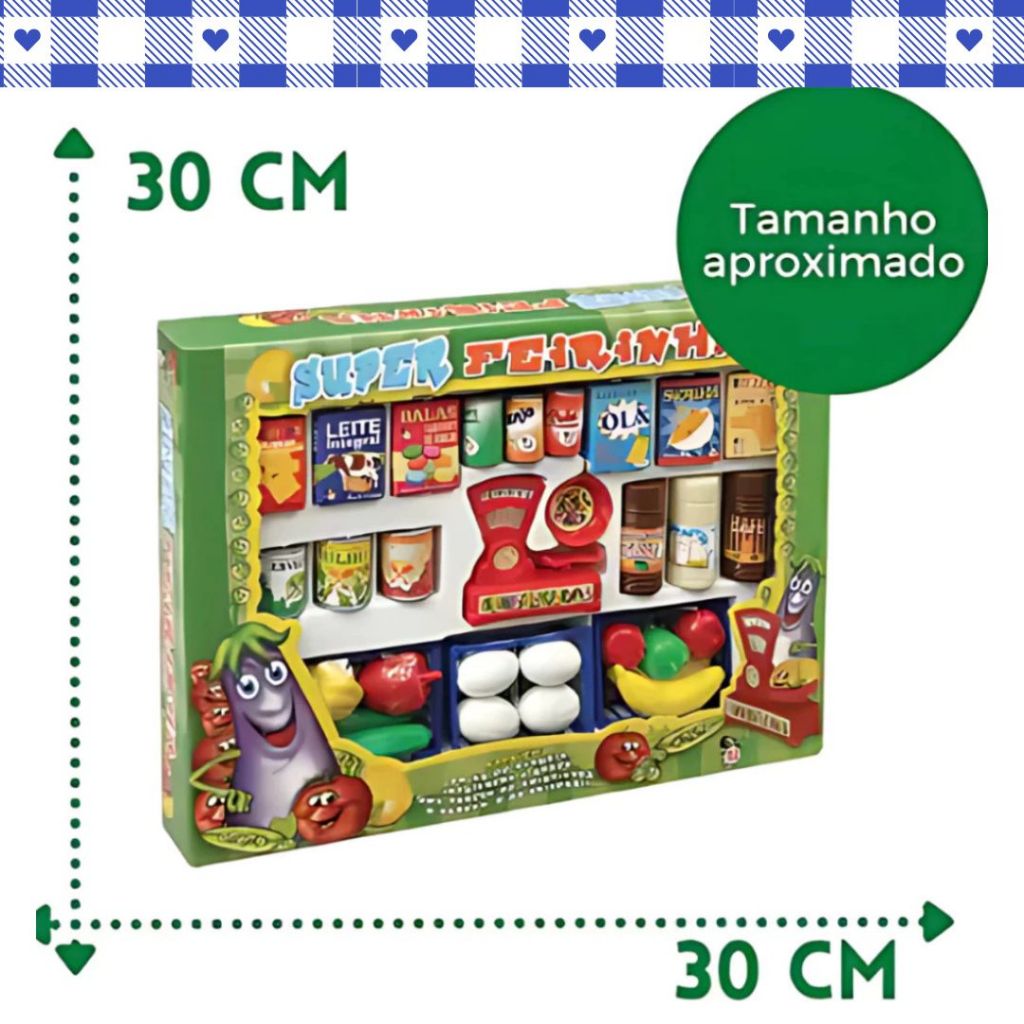 Brinquedo de Comidinha Super Feirinha + Mini Mercado + Frigideira 63 Pçs - Comidinha Faz de Conta