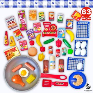 Cozinha De Brinquedo Comidinhas Brinquedo Supermercado Super Feirinha + Frigideira + Mercado 63Pç em Oferta na Shopee
