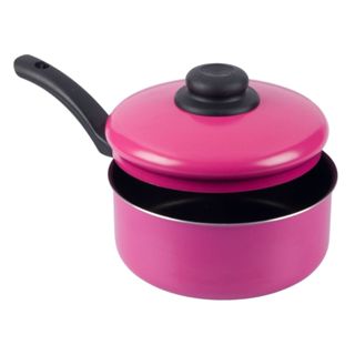 Panela Antiaderente Tampa De Alumínio 16cm Rosa Nacional em Oferta na Shopee