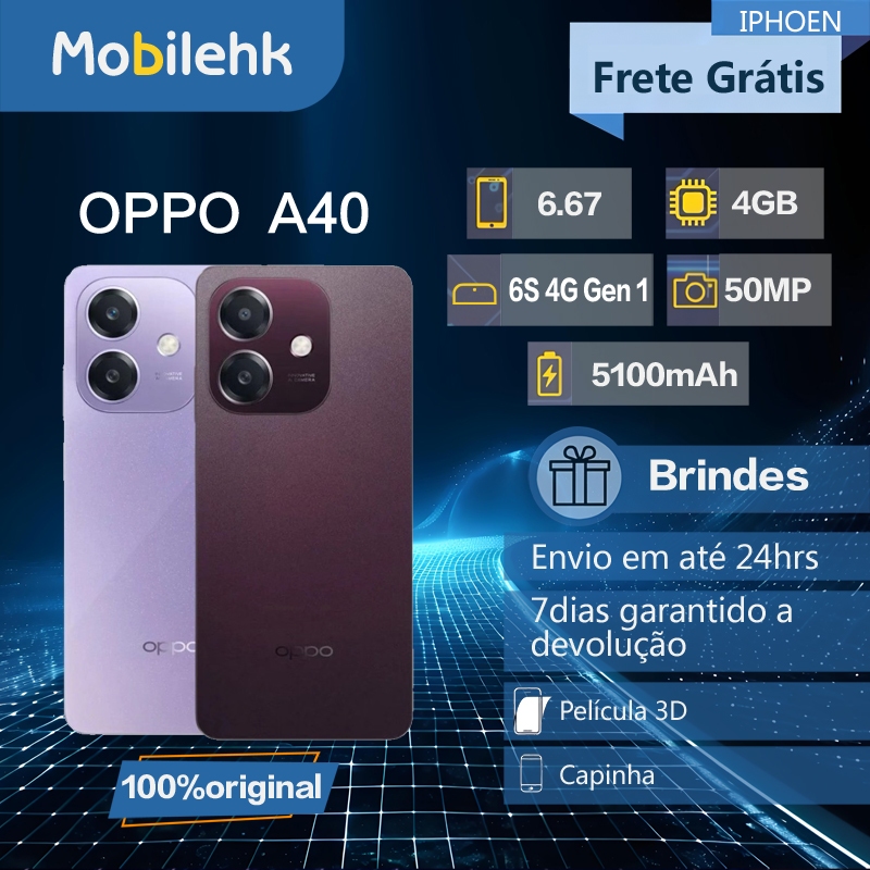 OPPO A40 4G, 256 GB e 4 GB de RAM, nota fiscal. Novo e lacrado. Versão global.