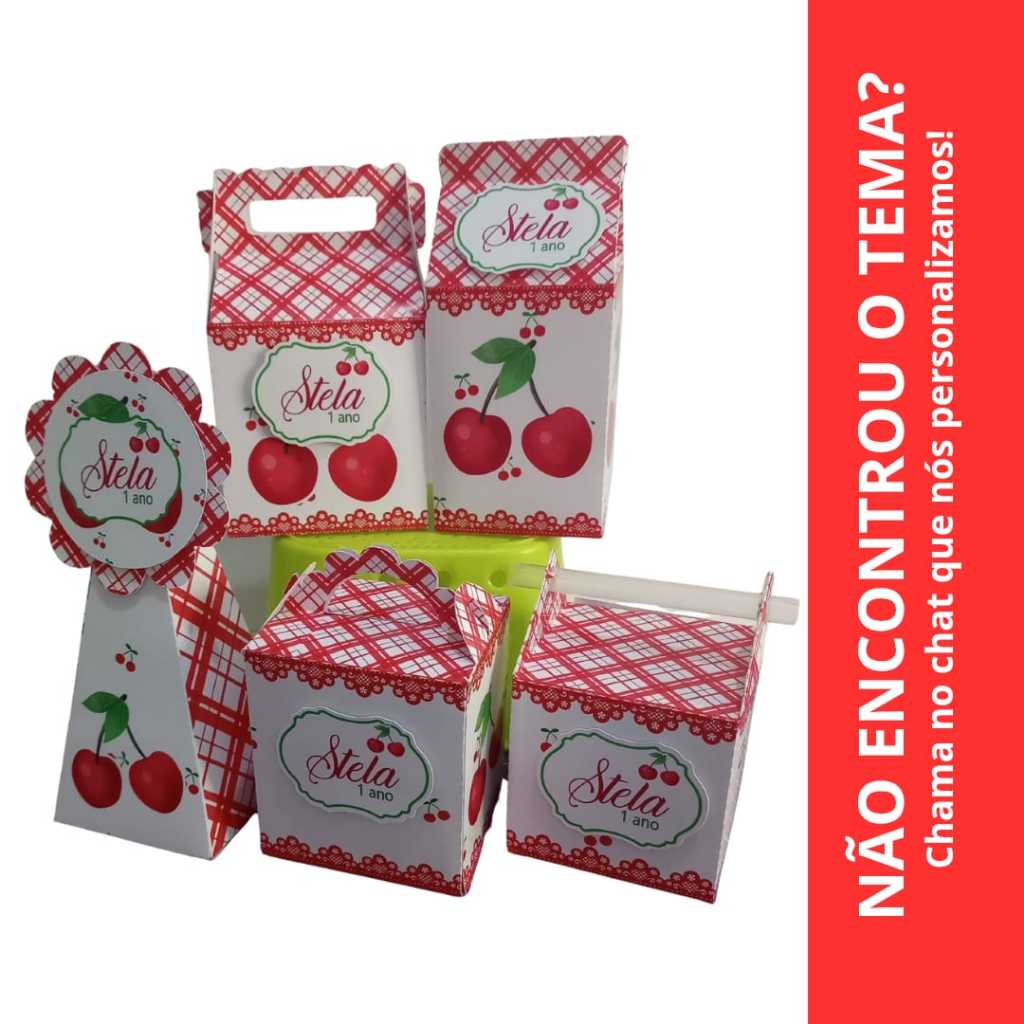 kit 20 itens + 10 BRINDES personalizados cereja /lembrancinha cerejinha