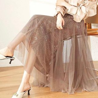Saia de Tule com Paetê de Melhor Qualidade Saia Longa de Brilho WK-82 em Oferta na Shopee