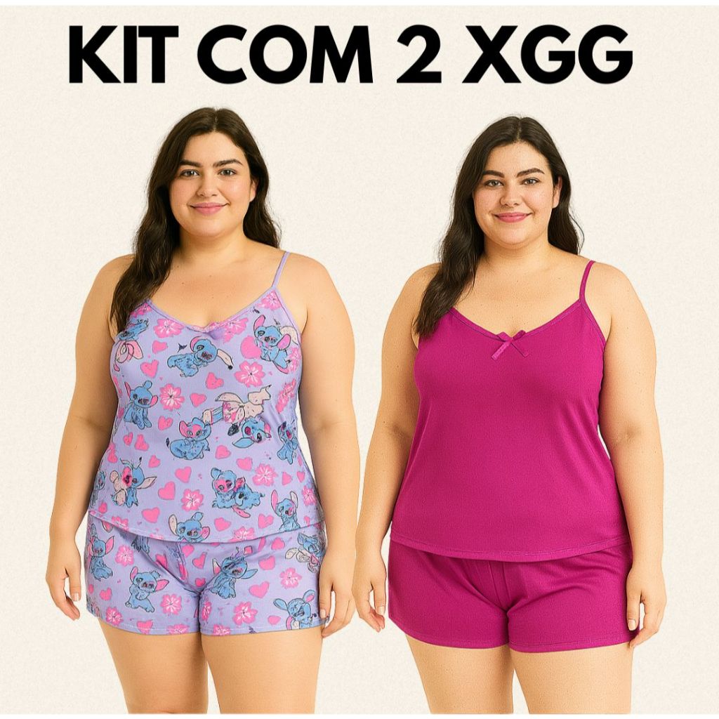 kit  Baby Doll Roupa de Dormir XGG Feminino Short Doll Barato Confortável