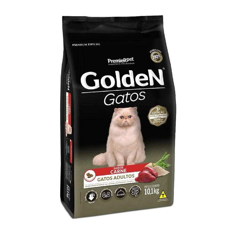 Ração Golden Gatos Adultos 10,1kg – Original, Saborosa e Nutritiva! Carne, Frango ou Salmão – Envio Rápido!