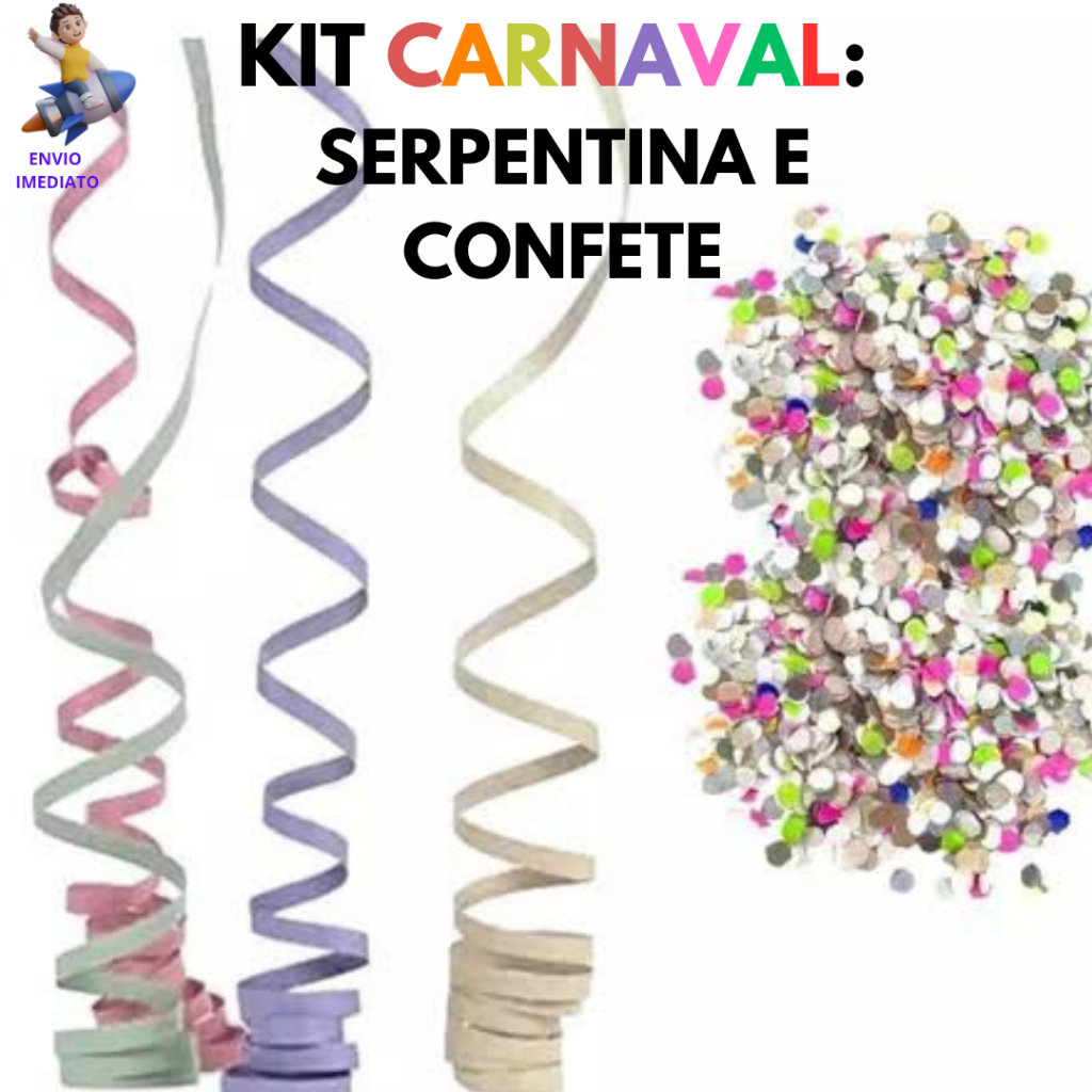 KIT CARNAVAL Confetes Serpentina Coloridos Diversão Folia Carnaval Infantil Para todas As Idades