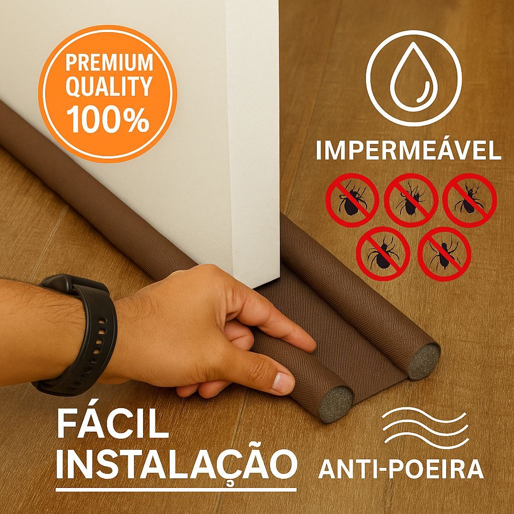 Tapa Porta 80, 90 e 100cm Veda Porta Ajustável Rolinho Impermeável Contra Inseto Sem Costura