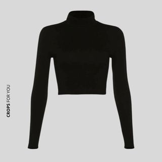 Cropped Canelado de Manga Longa Gola Alta Feminino | Básico e Estiloso