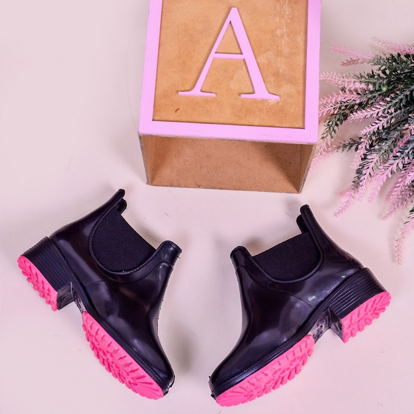 Bota Galocha de Menina Infantil Cano Curto Impermeável Macia Confortável