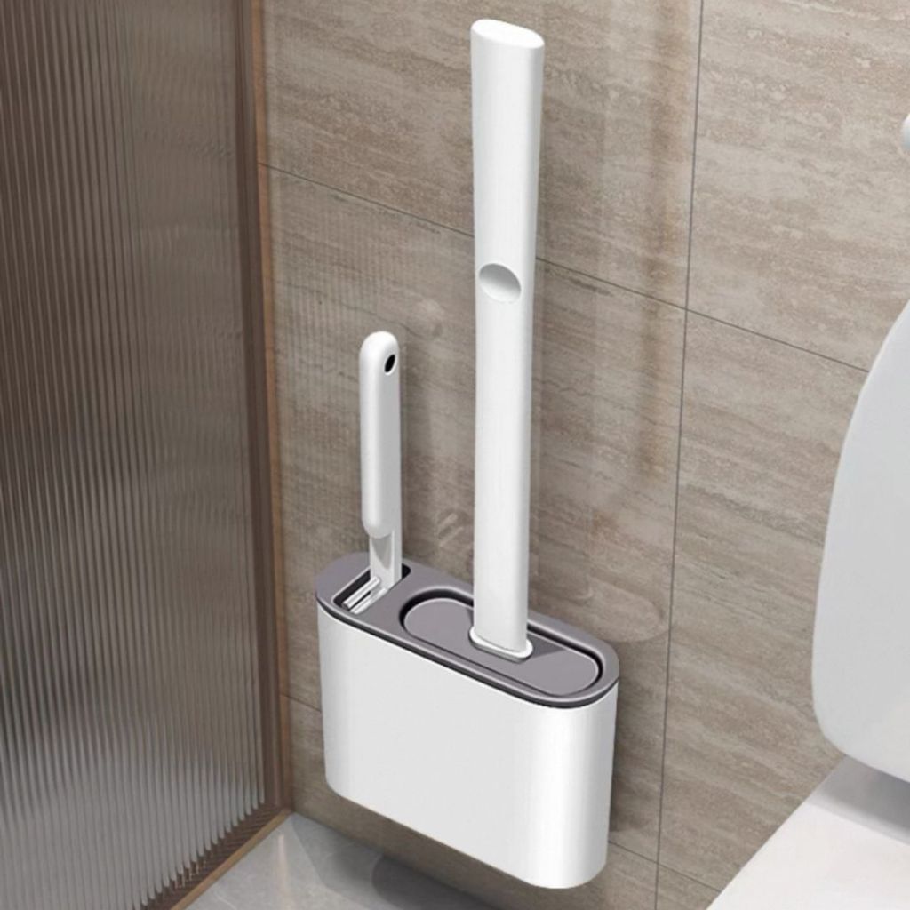 Escova De Silicone Vaso Sanitário Base Para Banheiro Privada Com Suporte pra parede