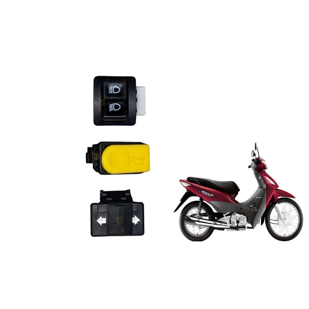 Kit 3 Botões Interruptores Honda Biz 125 KS 2006 2007 2008 Pisca Buzina Farol Alto Baixo em Oferta na Shopee