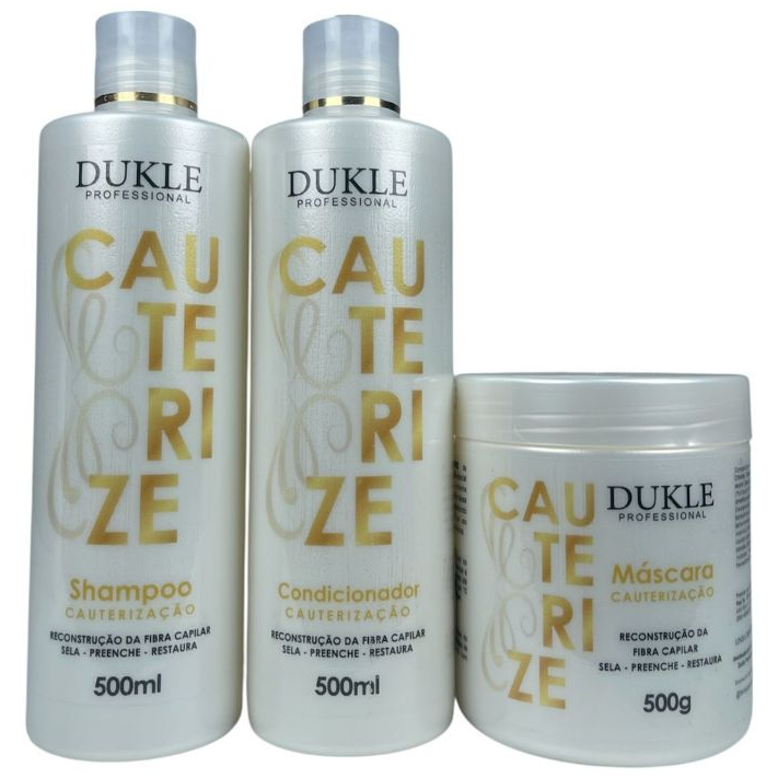 Kit Capilar Cauterização Reconstrução da Fibra Capilar 3 Passos Dukle Professional