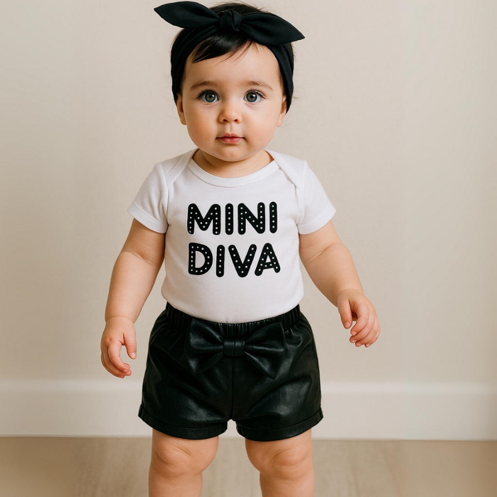 Detalhes do Conjunto Roupa Moda Bebê Menina Roupinha Blogueinha infantil Conjuntinho Feminino Mini Diva faixa