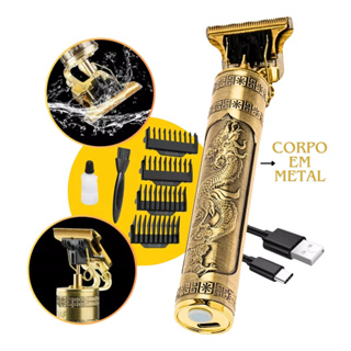 Máquina de Cortar Cabelo Dragão Corpo em Metal Profissional Dourada em Oferta na Shopee