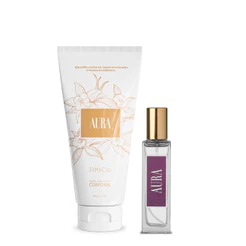 KIT PERFUME FEMININO AURA 30ML + CREME HIDRATANTE 200G - PRIMACIAL PERFUME FLORAL COM BAUNILHA