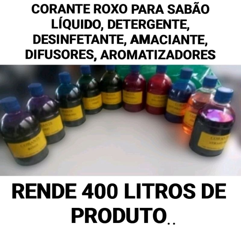 Corante Roxo 500ML para Sabão Líquido, Detergente, Desinfetante, Amaciante, Difusores, Aromatizadores Y1