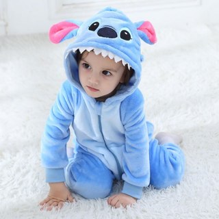 Pijama Macacão de bebê stitch peluciado unisex de plush - super confortável e quentinho