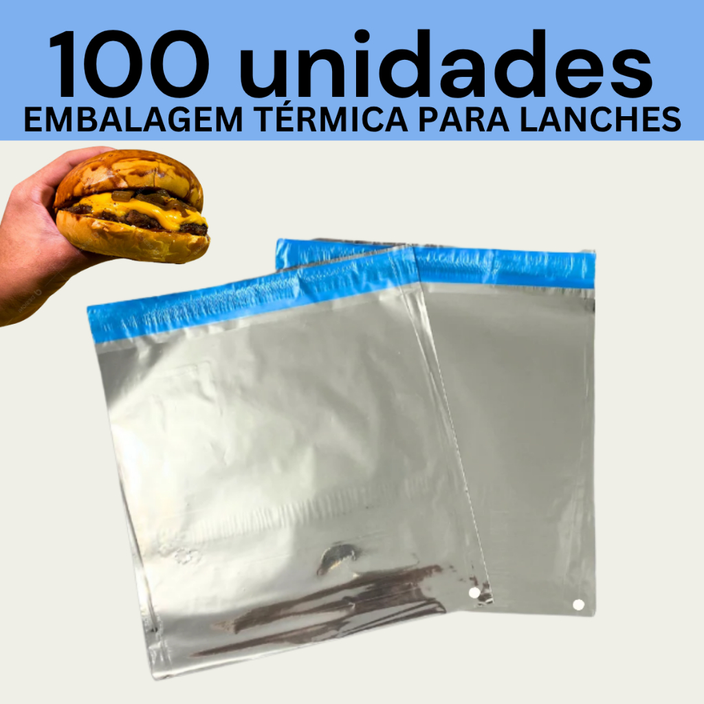 Embalagem Térmica Para Lanches Liso 50/100/200 Unidades Metalizada 22x22,5cm em Oferta na Shopee