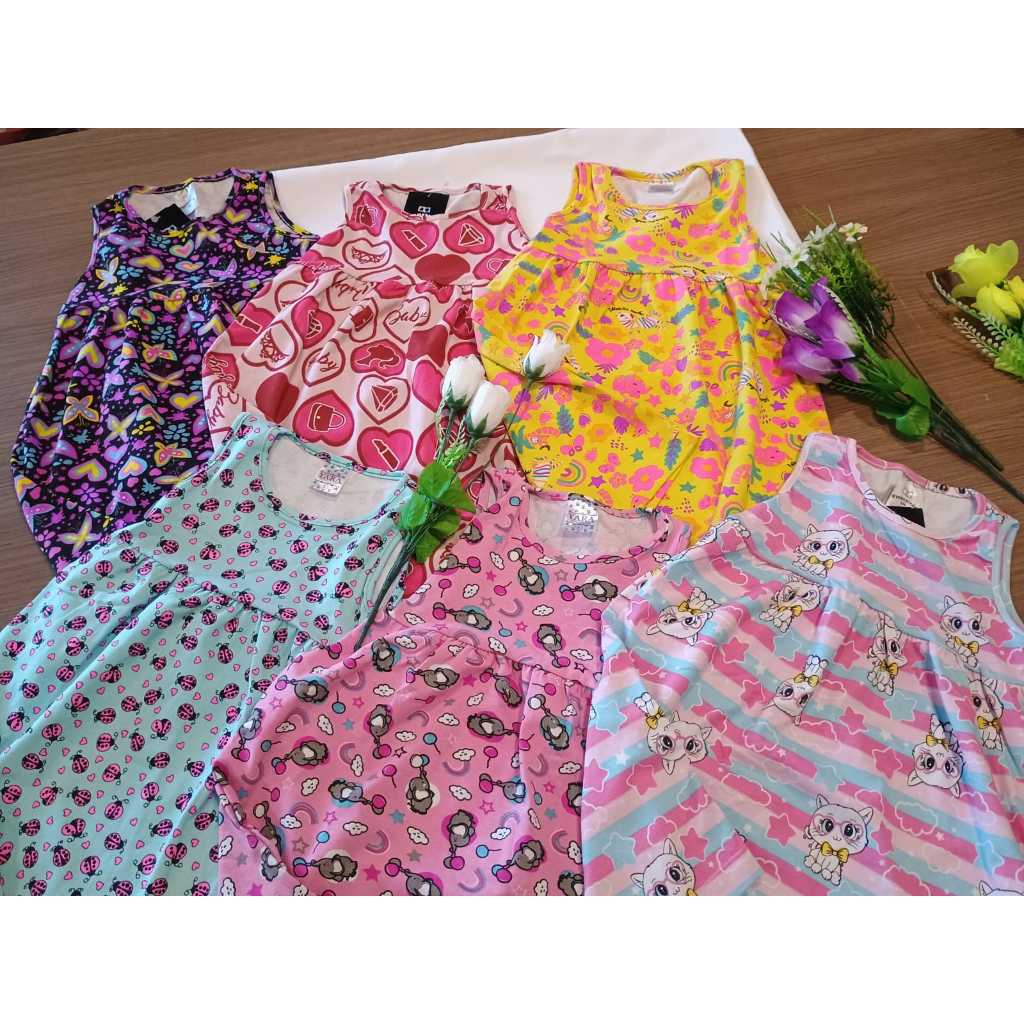 Vestido Infantil Regata Menina Estampas Sortidas Coloridas Verão 1 ao 8 Anos