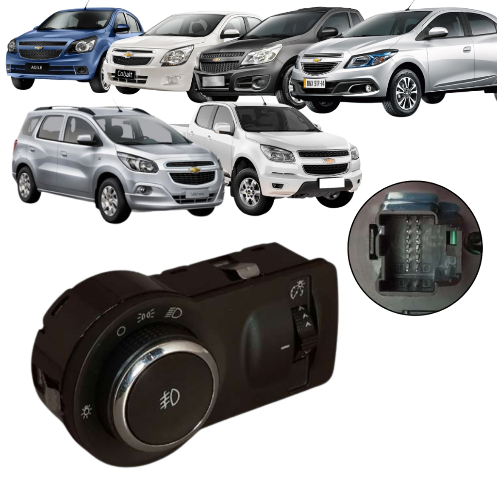 Botão Interruptor Do Farol Chevrolet GM Agile Cobalt Montana Onix Prisma S10 Trailblazer C/ Milha