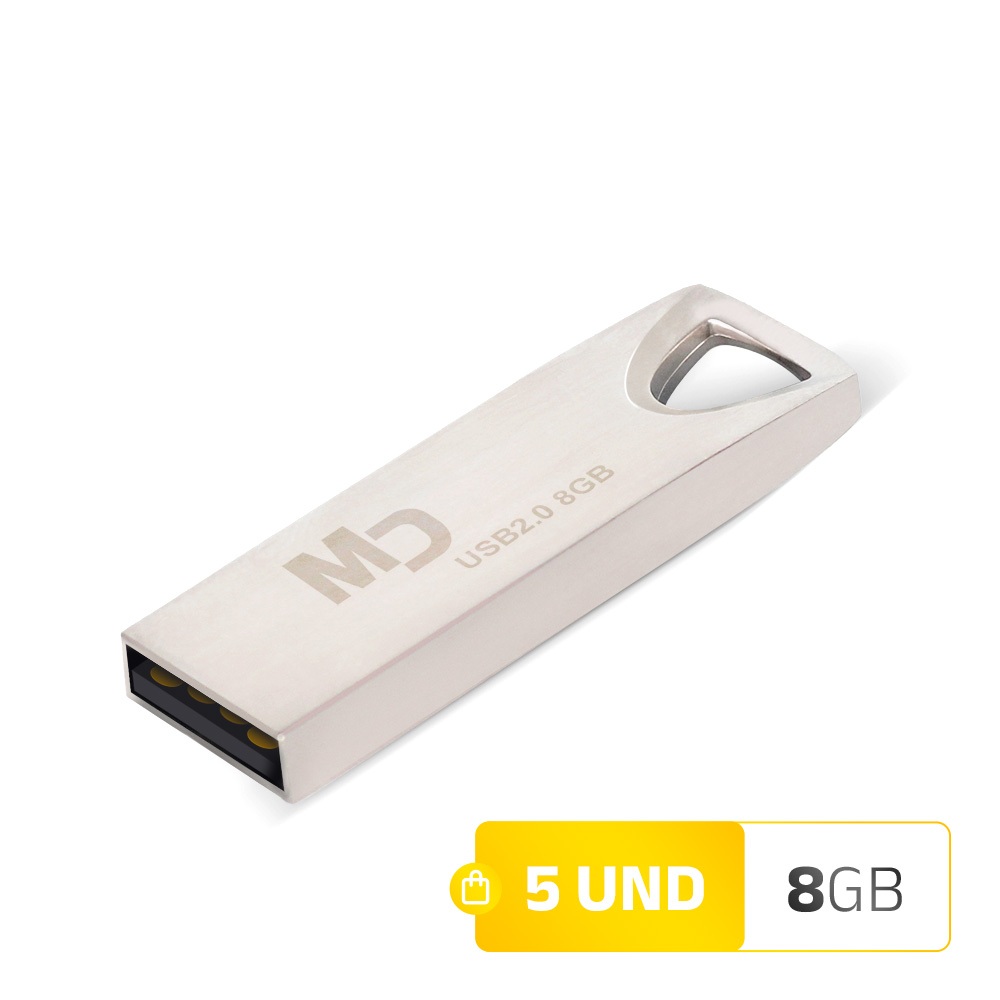 Pendrive Grande 8GB Kit 05 ATACADO MasterDrive USB 2.0 Premium CLASS 10