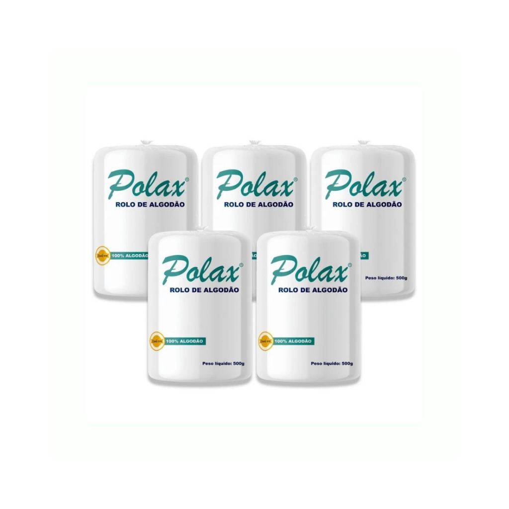 Kit 5 Algodão Hidrofilo em Rolo 500Gr S/ Alça Polax