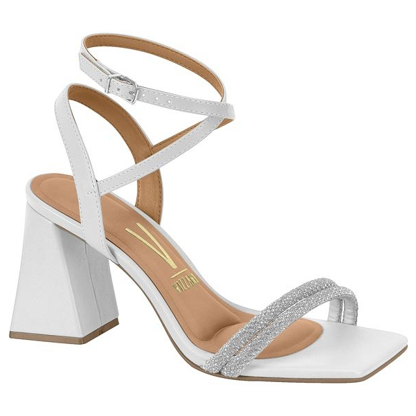 Sandalia Feminina Salto Quadrado Brilho Vizzano Original