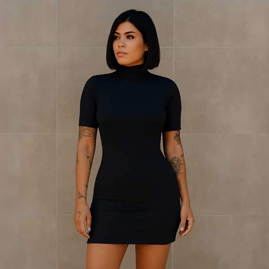 Vestido Tubinho Suplex Gola Alta Manga Curta P, M, G e GG | Slim, Midi e Plus | 36 ao 50 — imagem 2 de 2