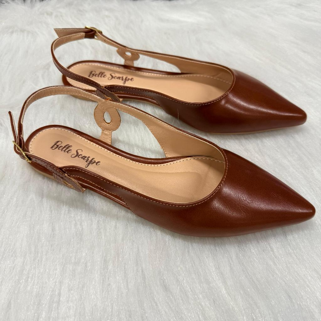 Sandália Sapatilha Feminina SlingBack Bico Fino Confortável com Fivela Detalhe Lateral em Oferta na Shopee