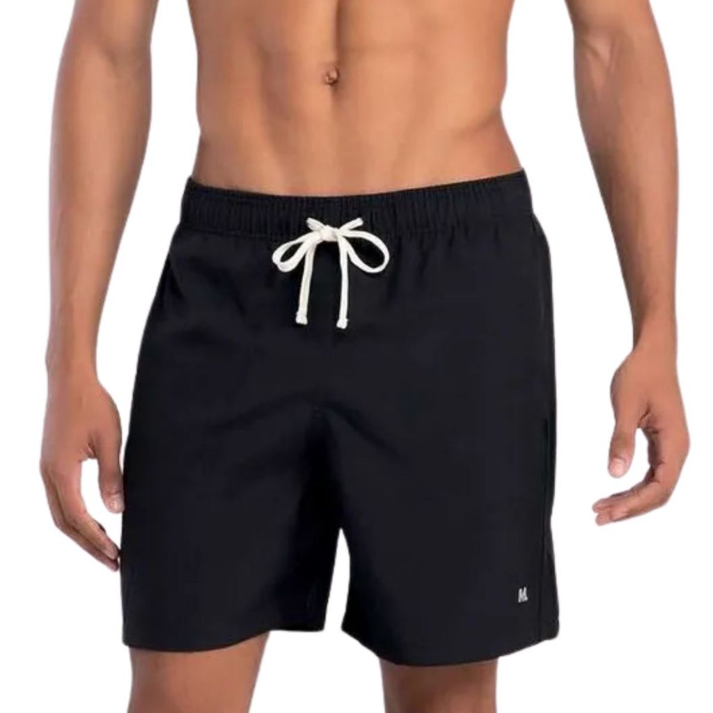 Short Bermuda Mash Masculino Plus Size Liso Moda Praia Verao Casual Poliester Leve Sem Estampa Preto Cinza Adulto