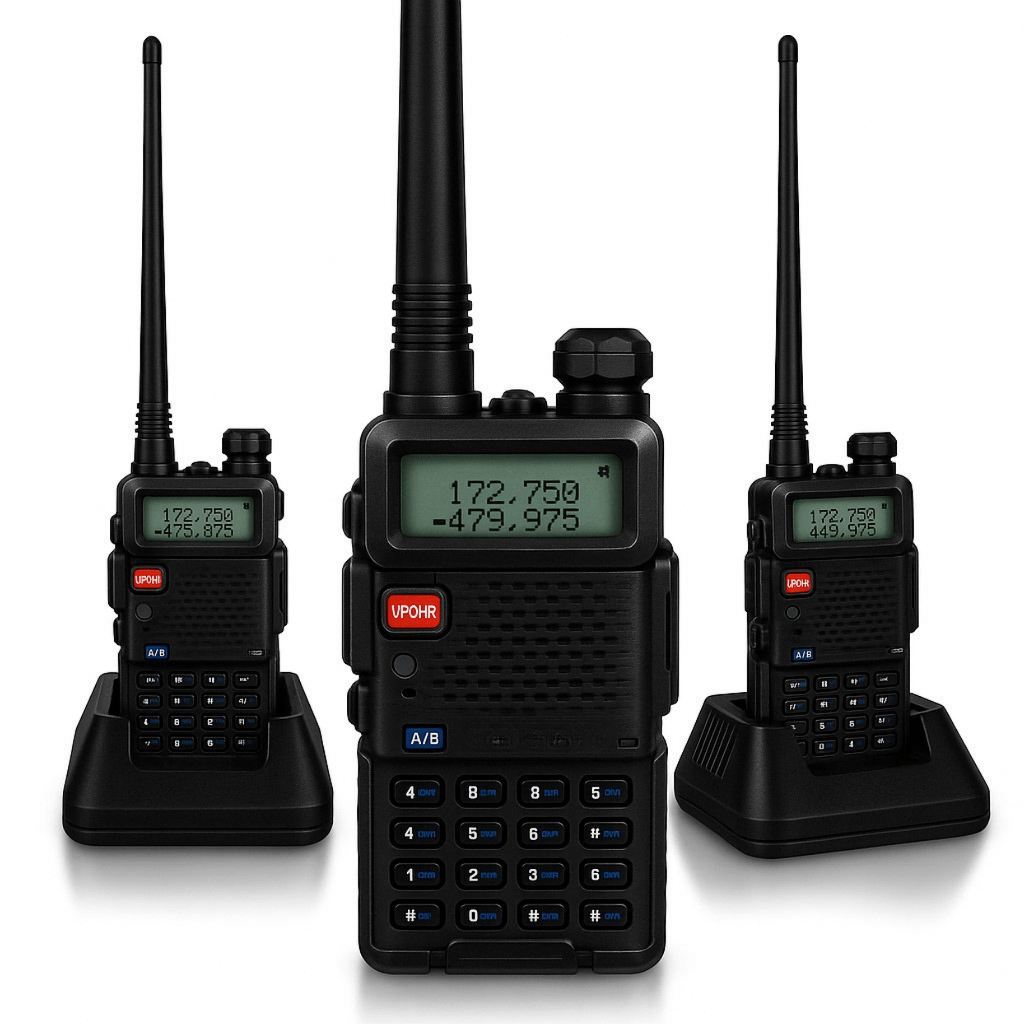 Radio Comunicador Walk Talk Uhf Vhf Recarregável Professional Alcance 8KM Com Lanterna e Rádio
