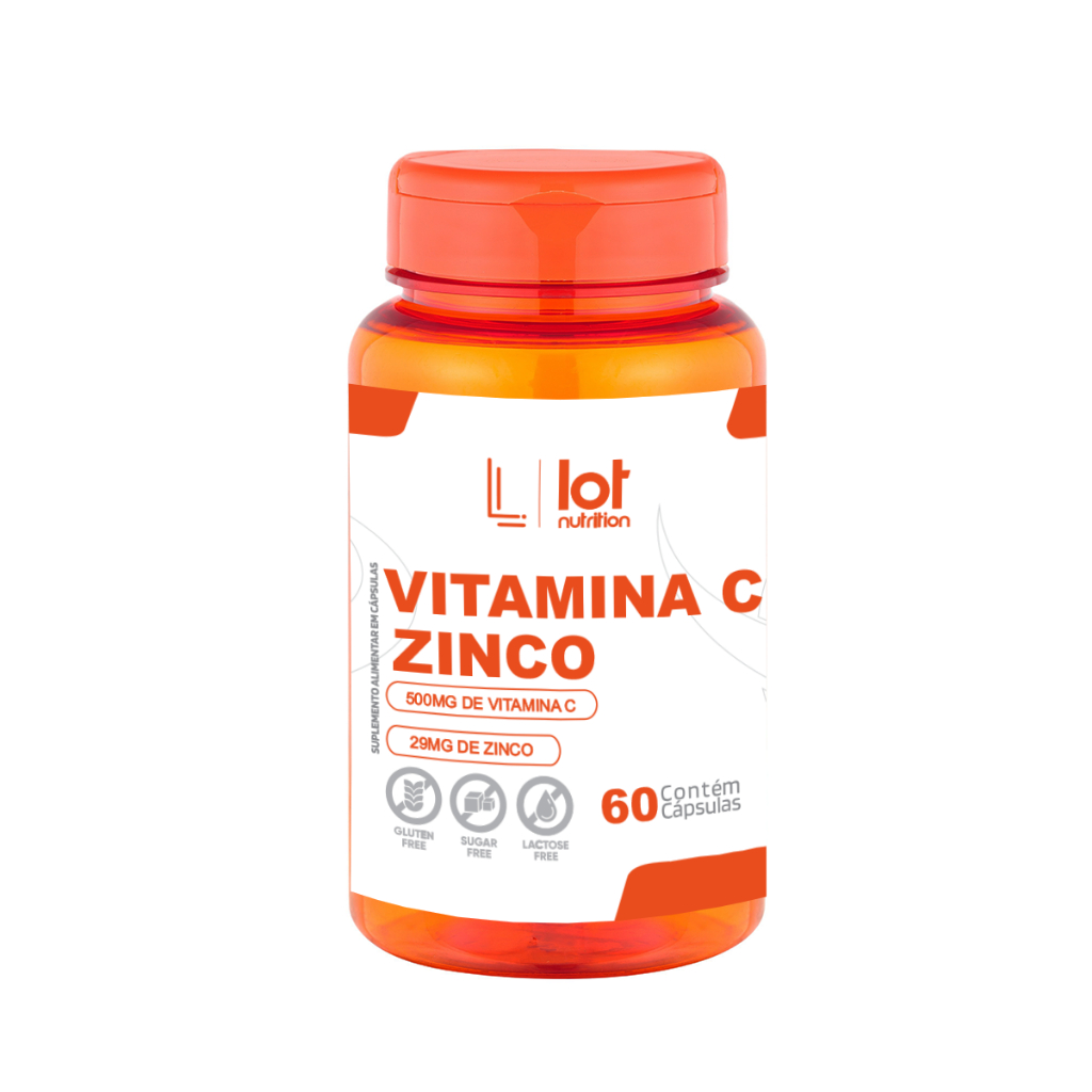 Vitamina C 500mg Zinco 29mg 60 cápsulas Proteção Celular Saúde Diária Lot Nutrition