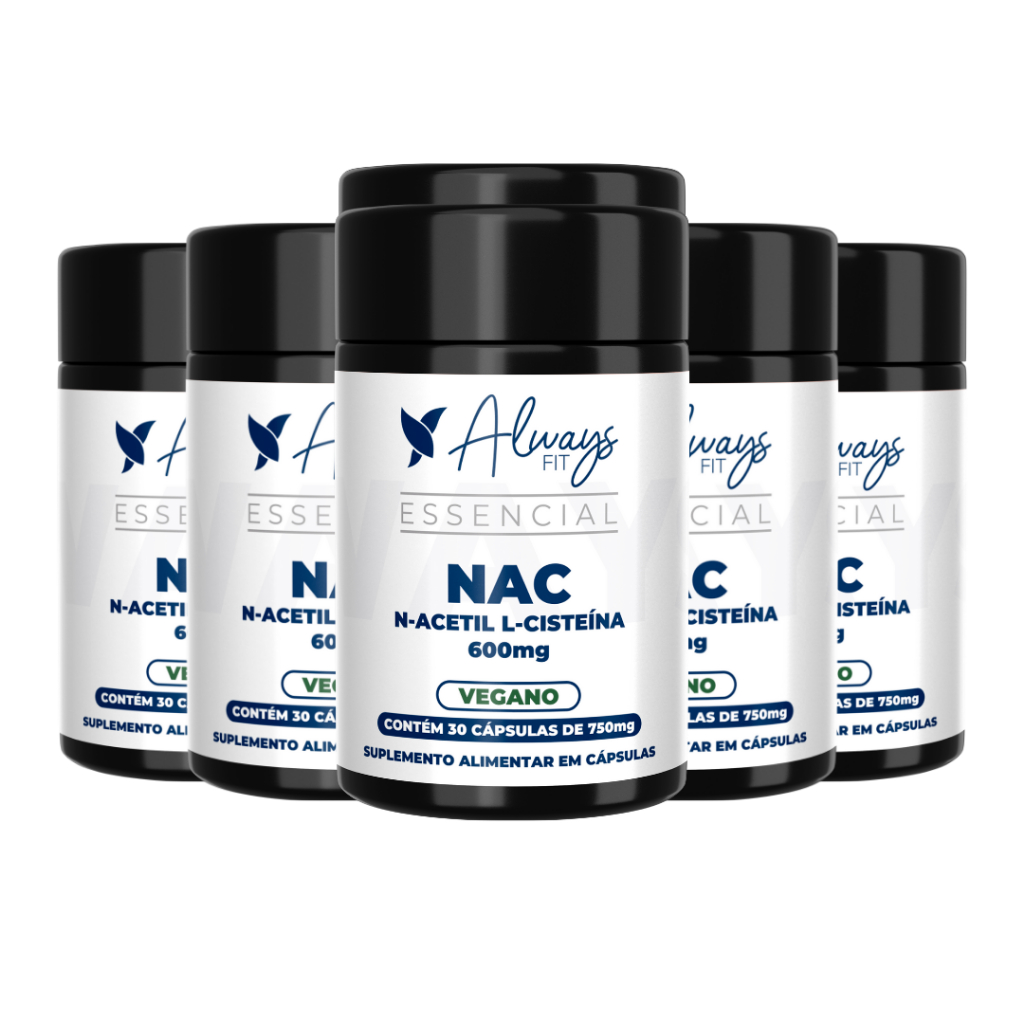 N-Acetil L-Cisteína NAC - 600mg - Precursor da Glutationa - 30 Cápsulas - 6 Unidades