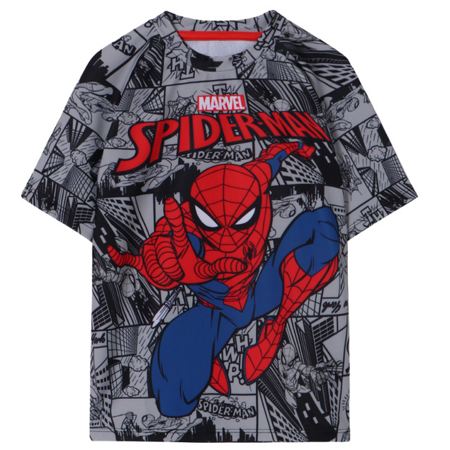Camiseta Infantil Manga Curta Praia Proteção UV Marvel Spiderman Licenciado