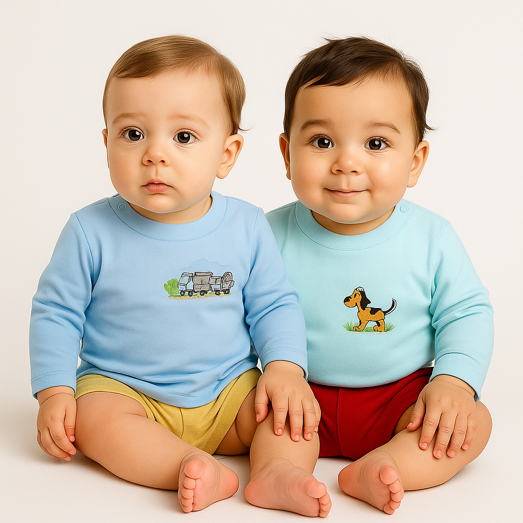Kit 2 Camisas Manga Longa Infantil Bebê Menino Pijama Super Confortável e Leve