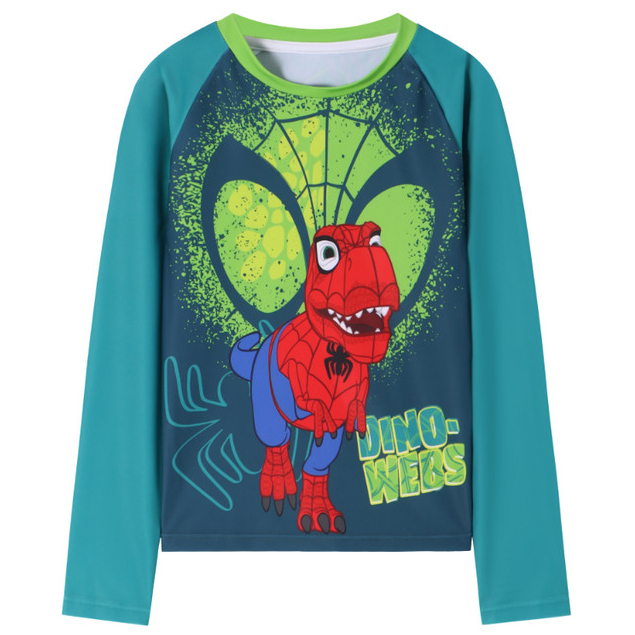 Camiseta Bebe Manga Longa Praia Proteção UV Marvel Dino Spiderman Licenciado