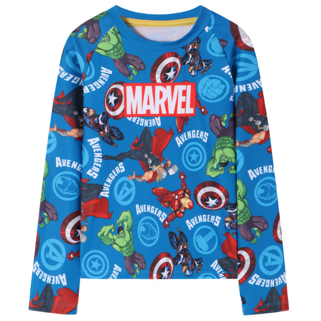 Camiseta Infantil Manga Longa Praia Proteção UV Marvel Avengers Licenciado